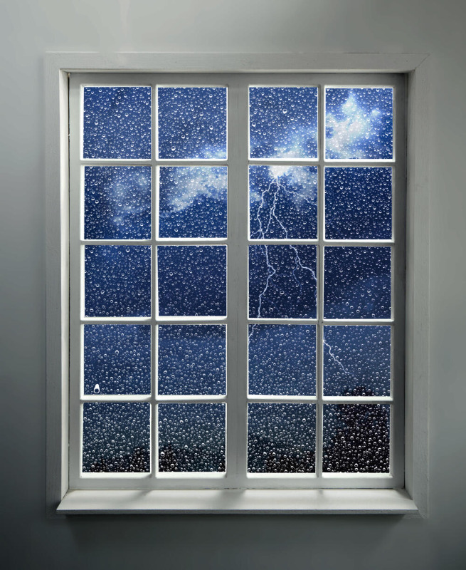 Window with a storm outside